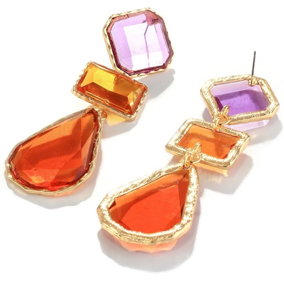 Zara Multicolor Drop Statement Earrings - Picture 3 of 4